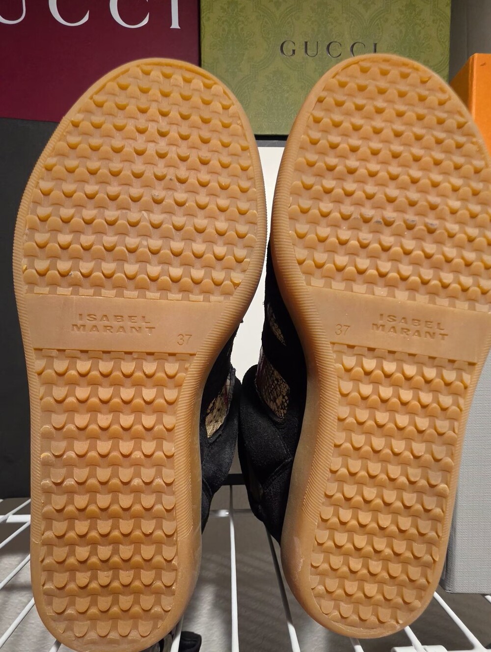 Isabel Marant Bekett Leather Wedge Sneakers in Black and Snake Print - Picture 3 of 5
